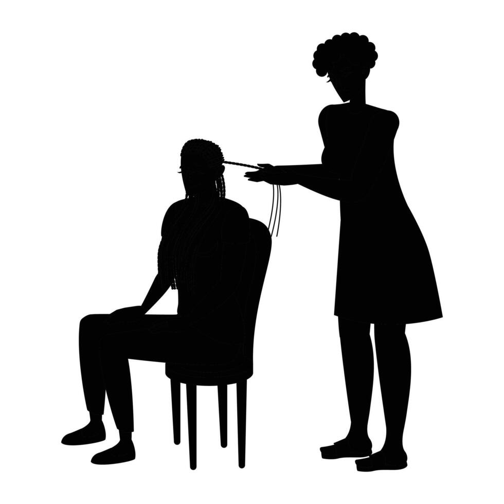 Silhouette of a Barber and Hairdresser in a Salon vector