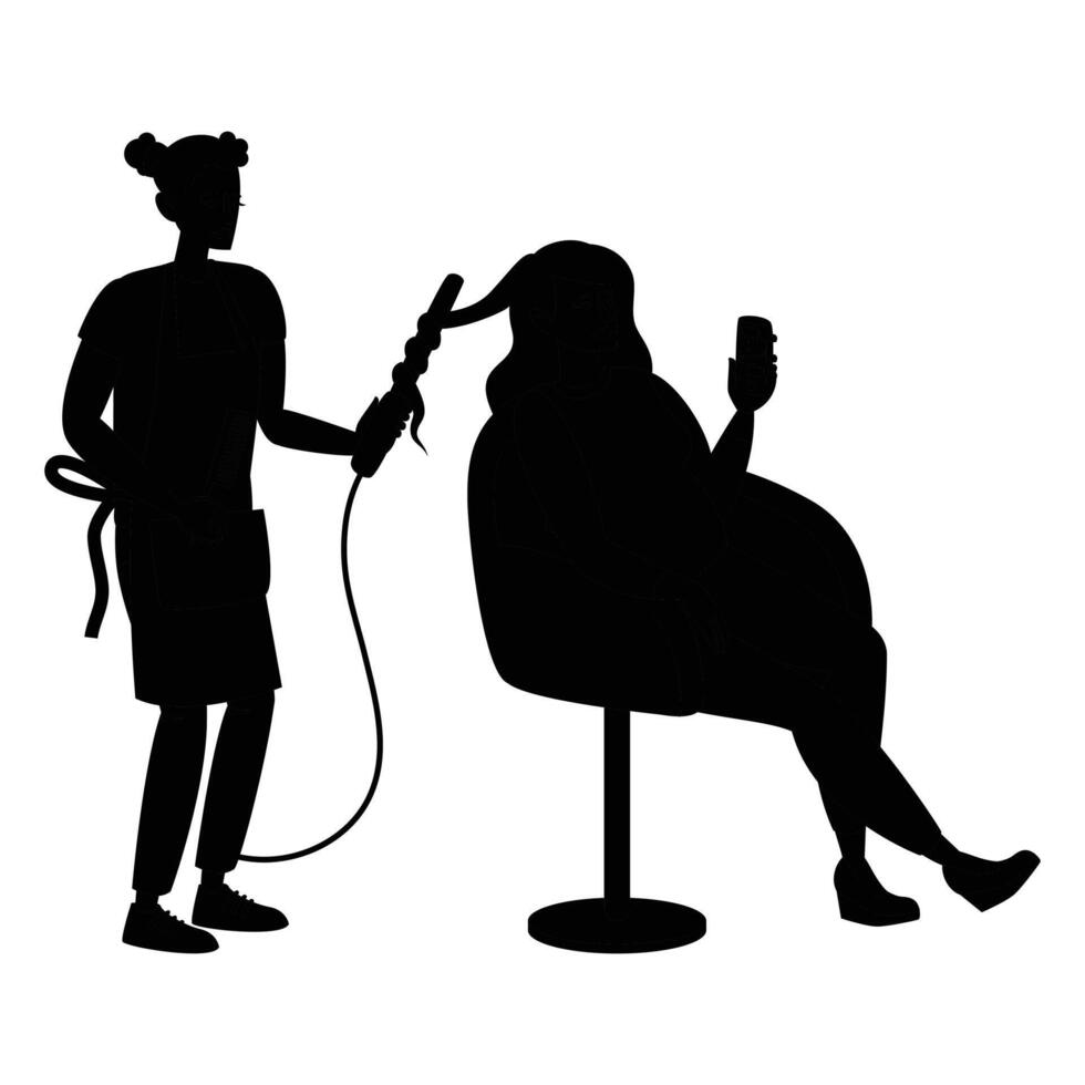 Silhouette of a Barber and Hairdresser in a Salon vector
