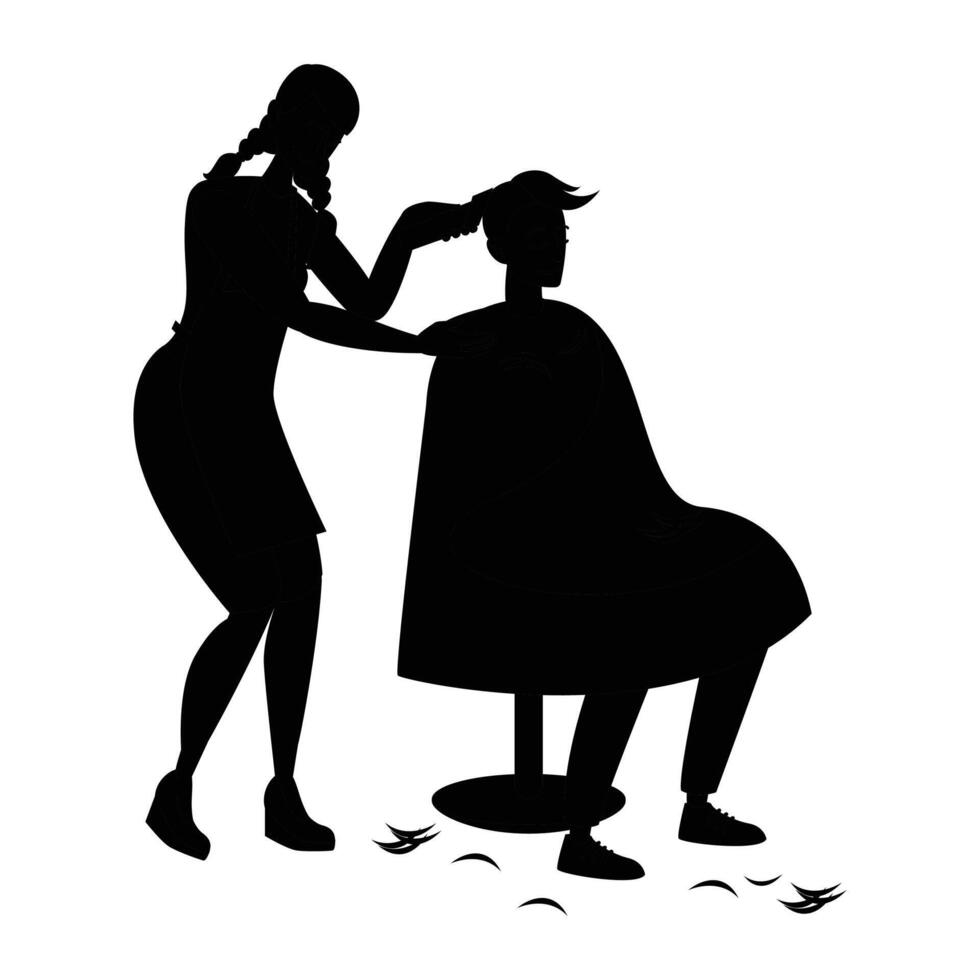 Silhouette of a Barber and Hairdresser in a Salon vector
