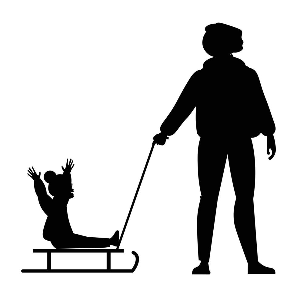Silhouettes of Winter Fun Activities in Snow and Ice vector