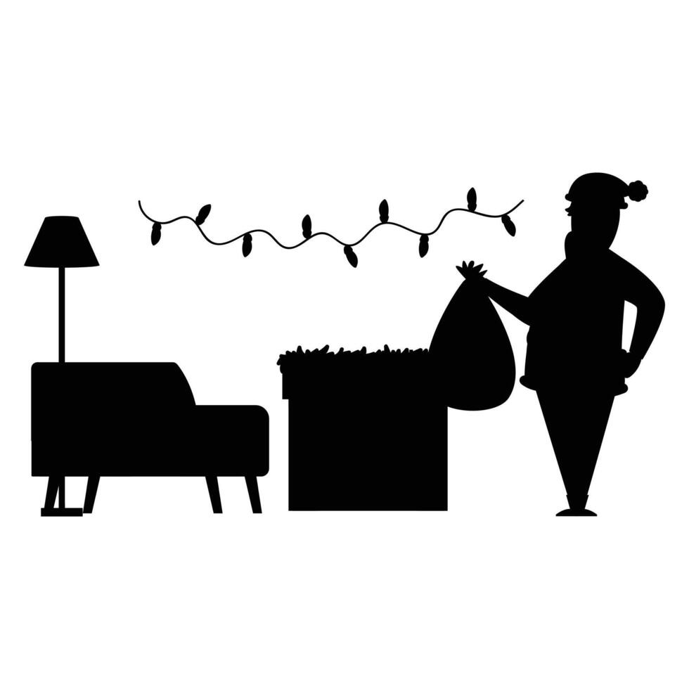 Christmas Santa Claus Bundle of Scenes with Silhouettes vector