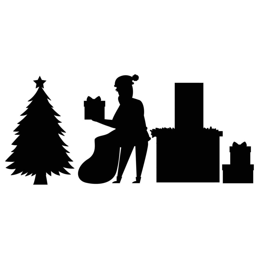 Christmas Santa Claus Bundle of Scenes with Silhouettes vector