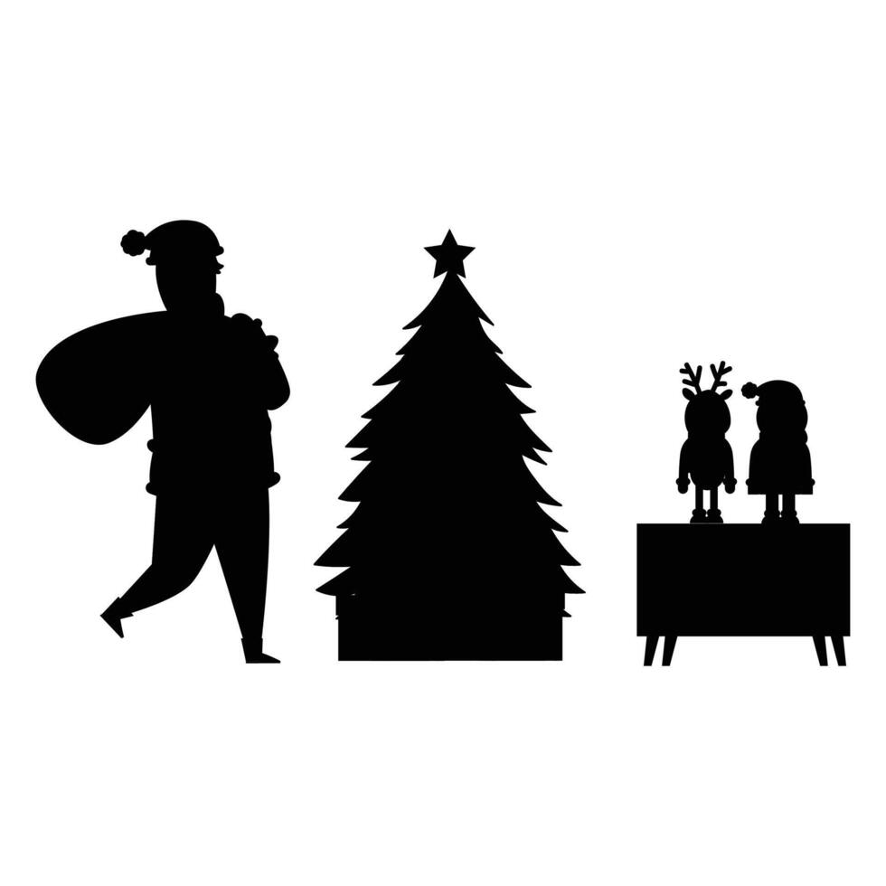Christmas Santa Claus Bundle of Scenes with Silhouettes vector