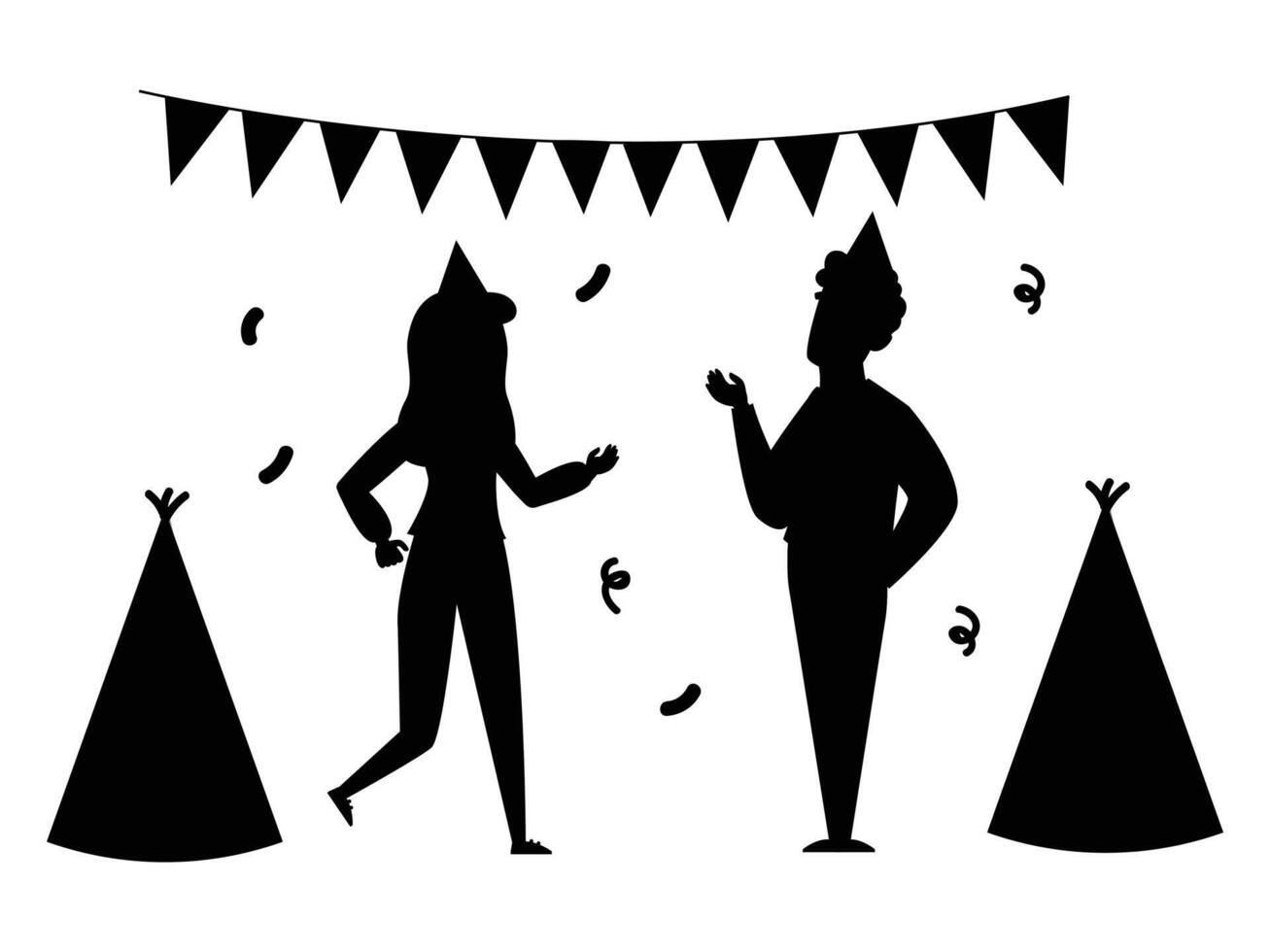 Silhouette of People Celebrating a Birthday Party vector
