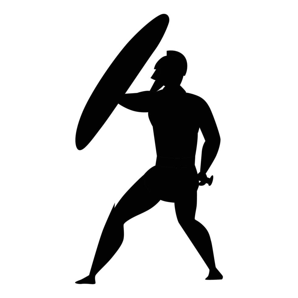 Silhouettes of Spartan or Trojan Ancient Greek Hoplite Warriors vector