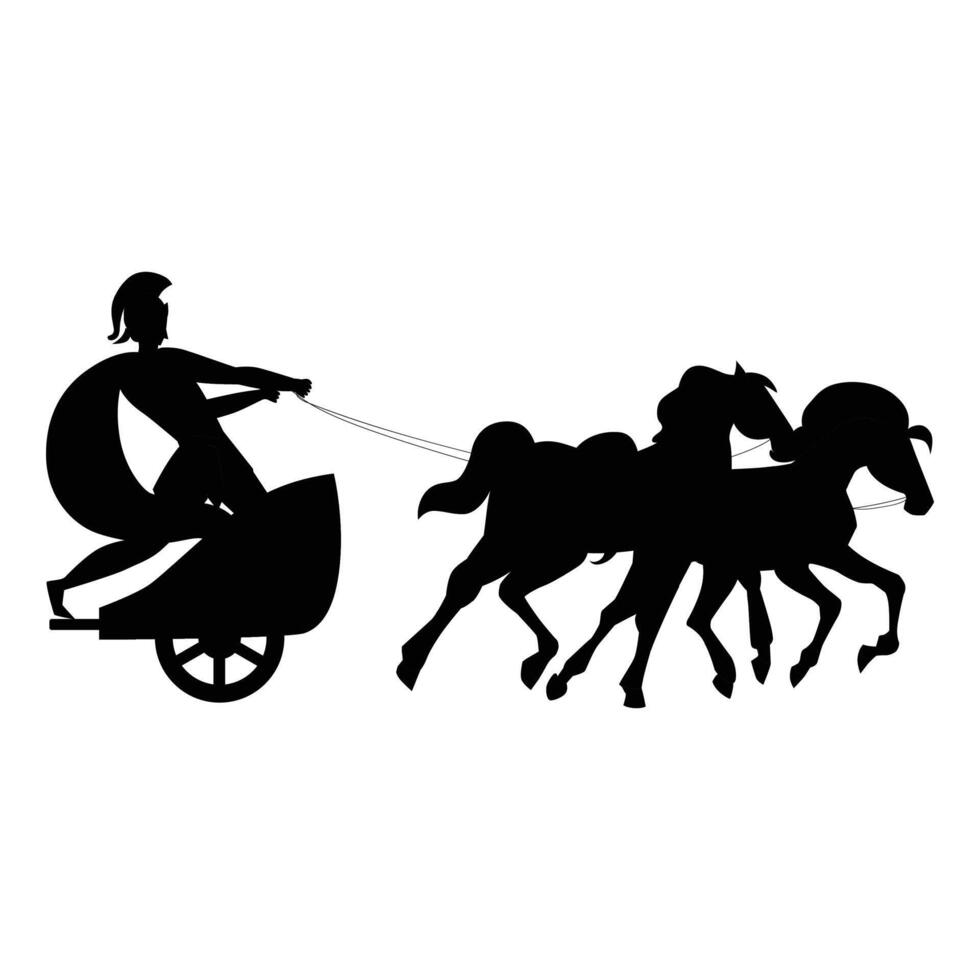 Silhouettes of Spartan or Trojan Ancient Greek Hoplite Warriors vector
