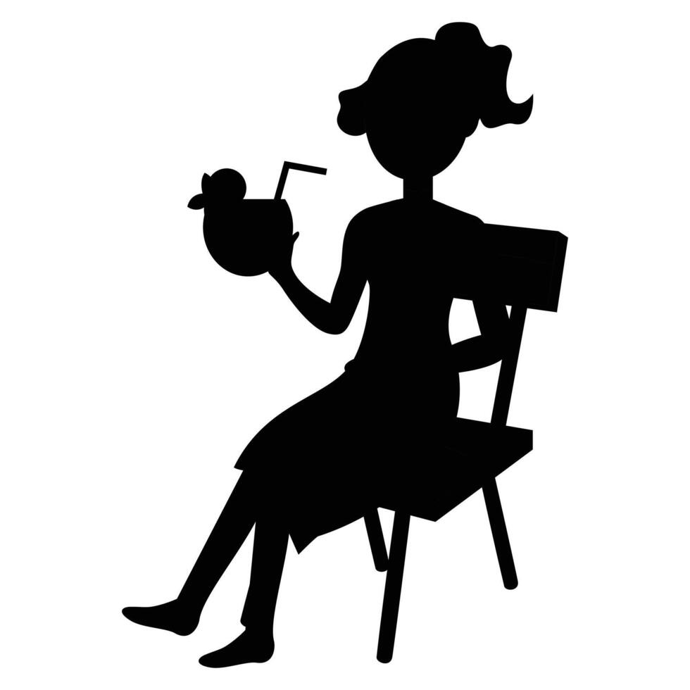 Silhouettes of People Enjoying a Summer Vacation at the Beach vector