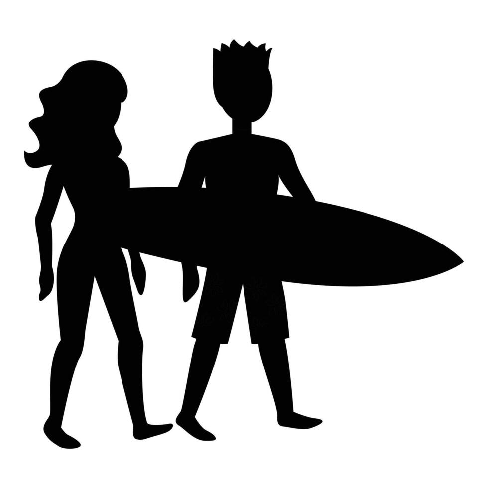Silhouettes of People Enjoying a Summer Vacation at the Beach vector
