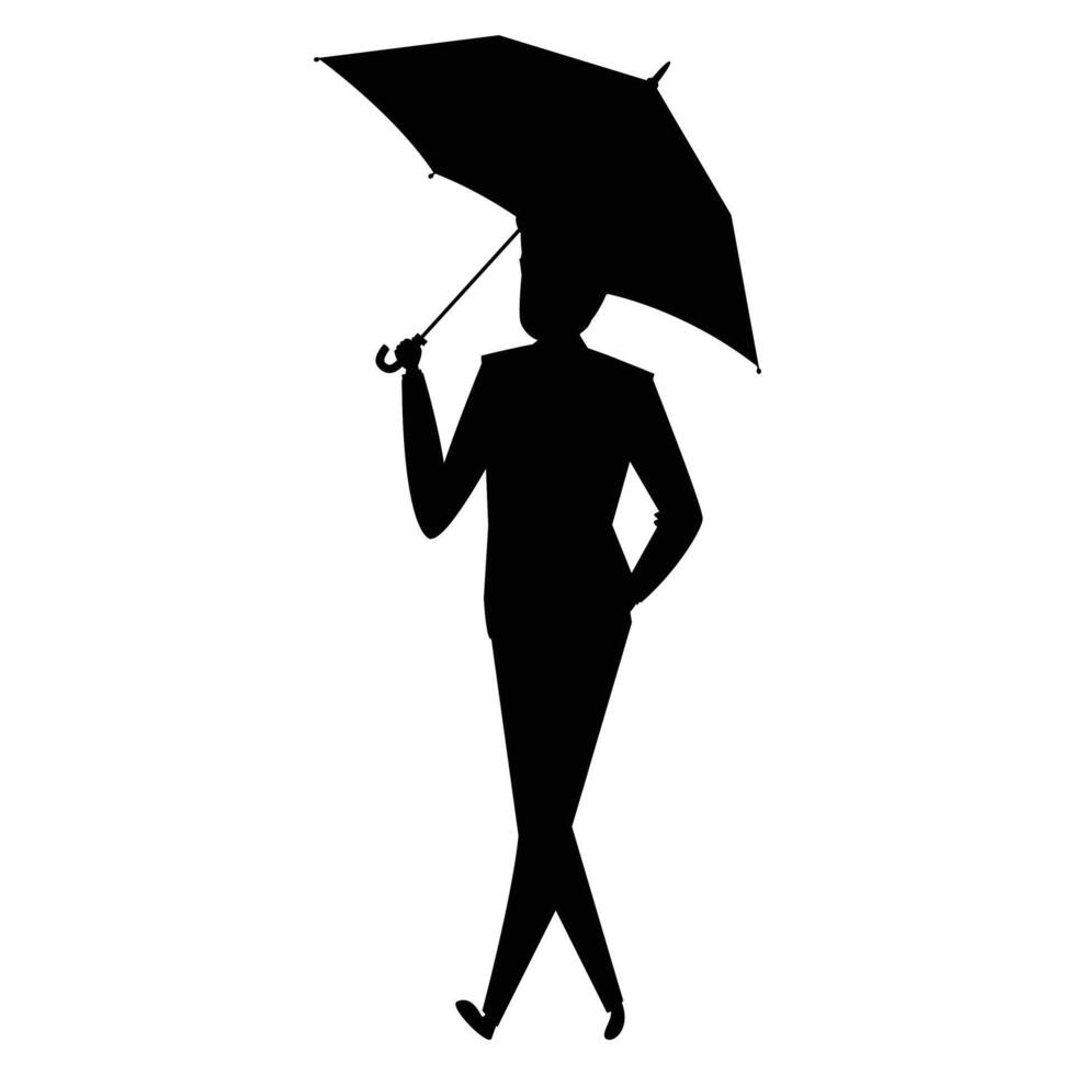 Silhouettes of People Relaxing Under an Umbrella vector