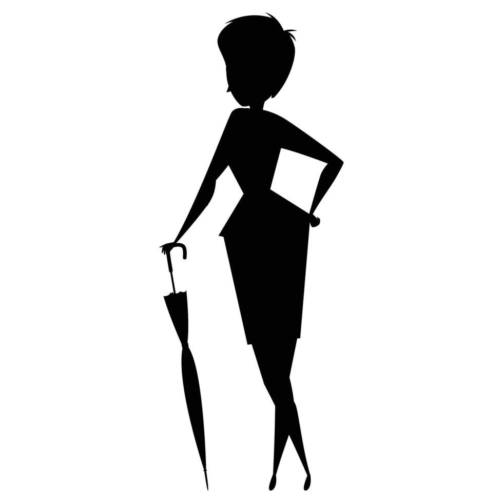 Silhouettes of People Relaxing Under an Umbrella vector