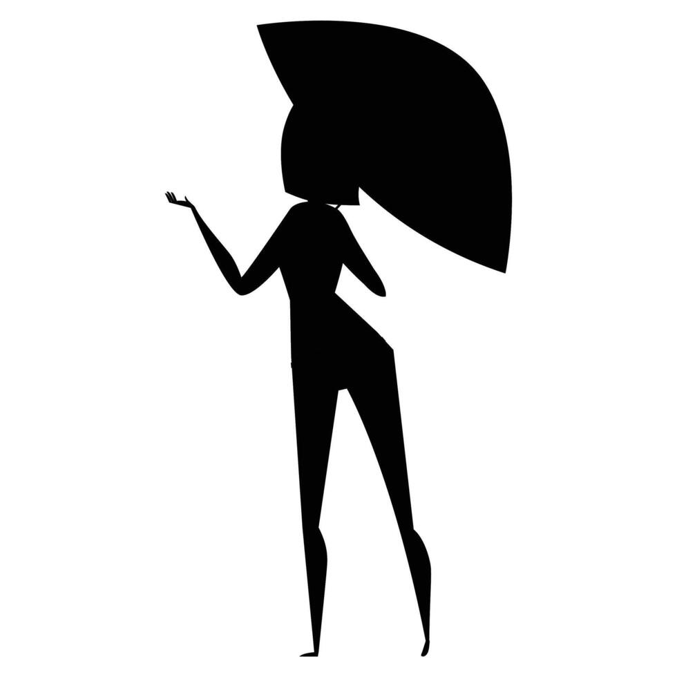 Silhouettes of People Relaxing Under an Umbrella vector