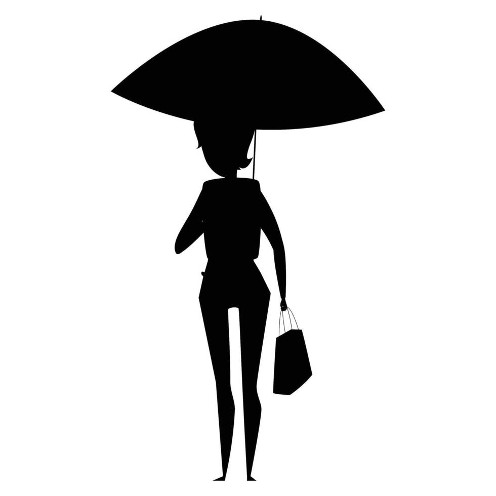 Silhouettes of People Relaxing Under an Umbrella vector