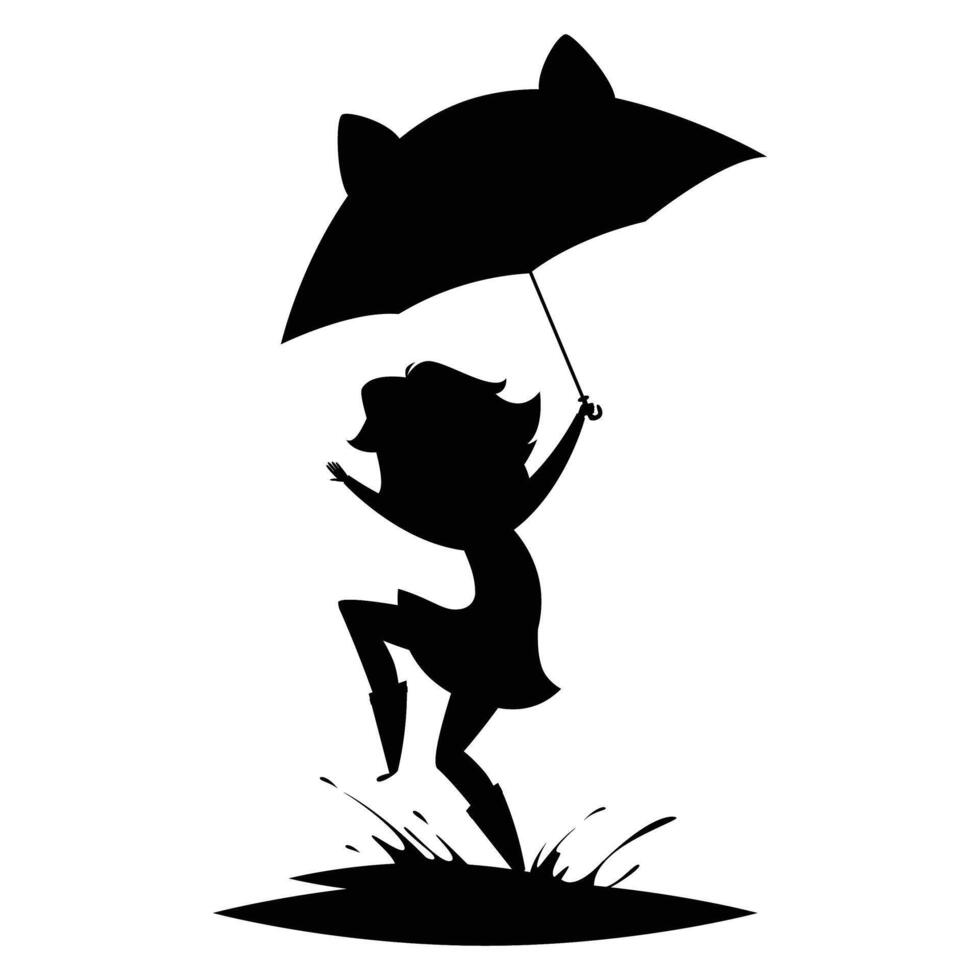 Silhouettes of People Relaxing Under an Umbrella vector