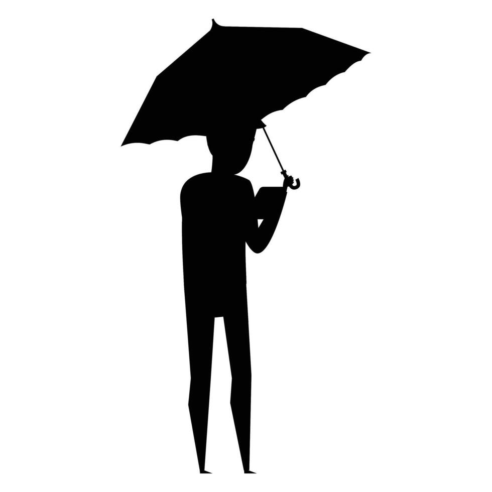 Silhouettes of People Relaxing Under an Umbrella vector