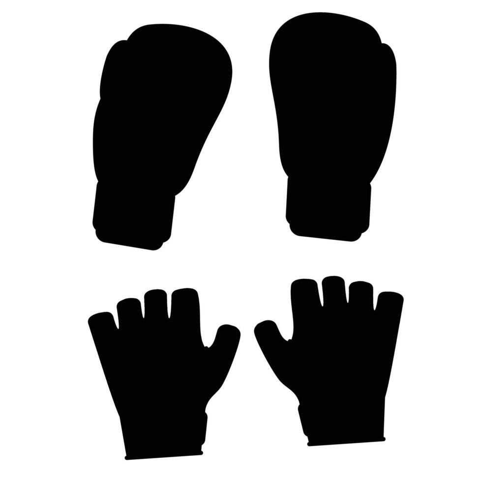 Silhouettes of Weightlifting Equipment and Gym Tools vector