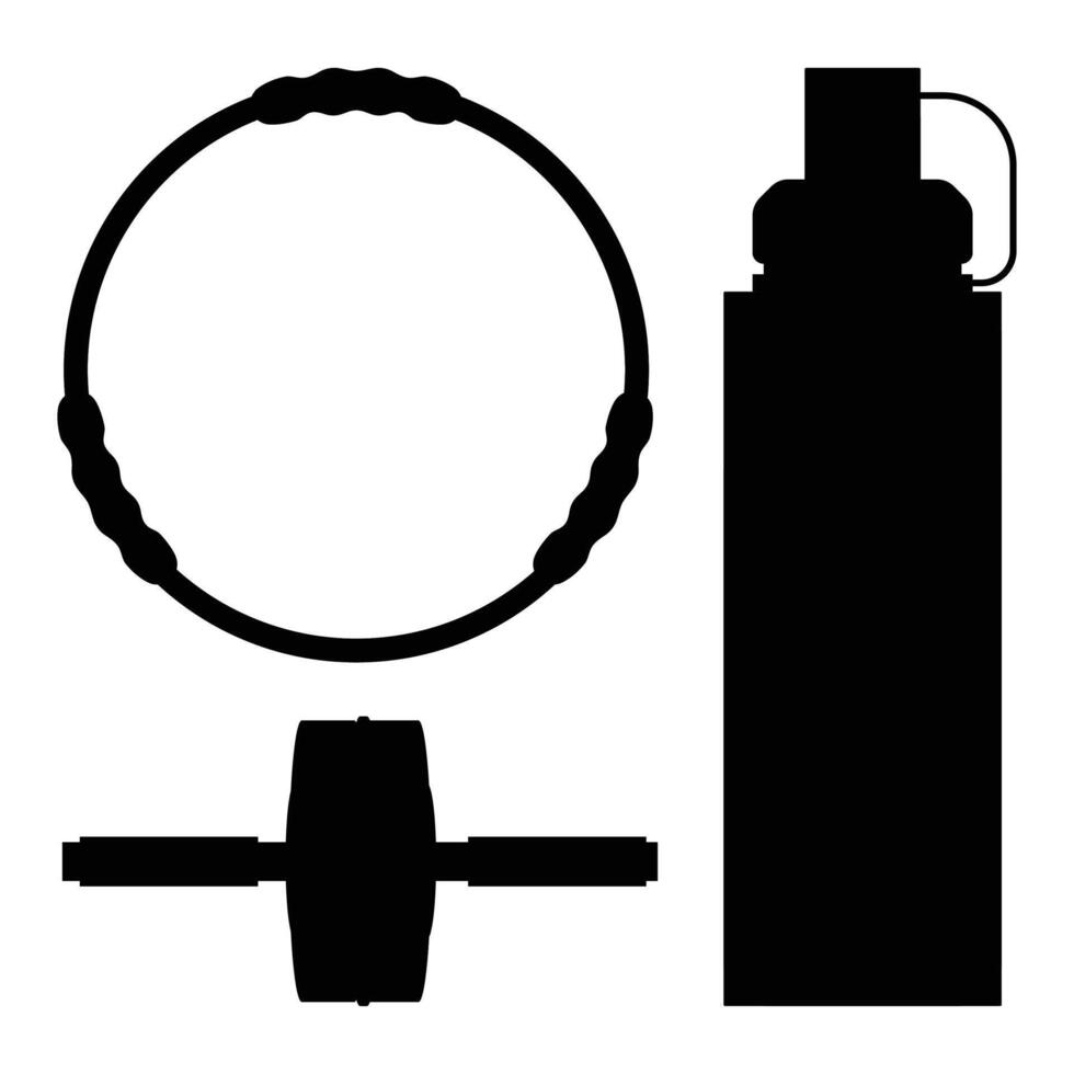 Silhouettes of Weightlifting Equipment and Gym Tools vector