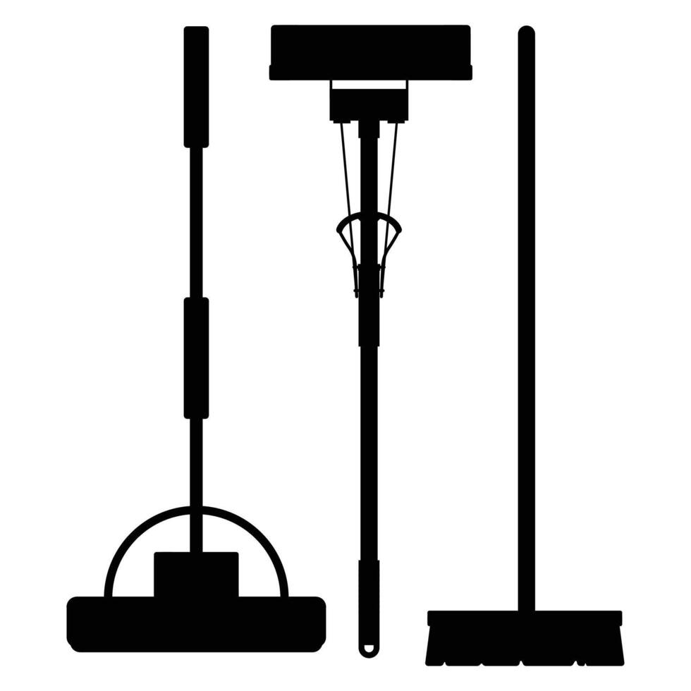Silhouettes of Housework Tools and Cleaning Equipment vector
