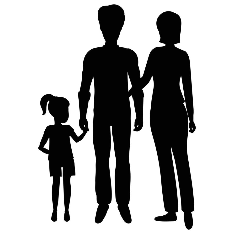 Silhouette of a Family Standing Together vector