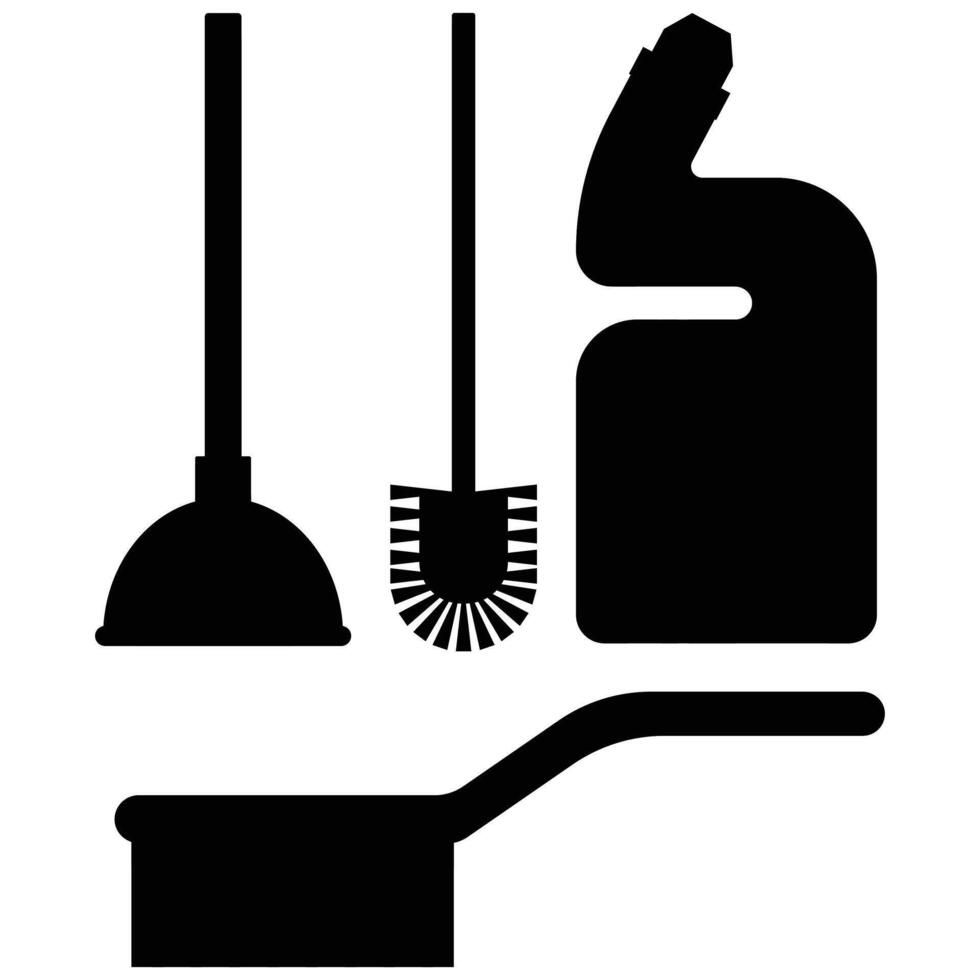 Silhouettes of Housework Tools and Cleaning Equipment vector
