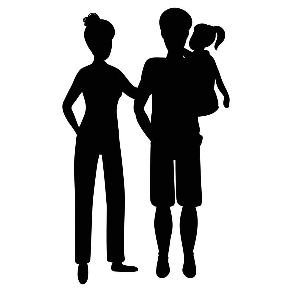 Silhouette of a Family Standing Together vector