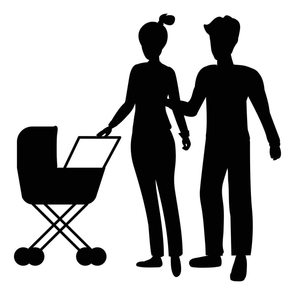 Silhouette of a Family Standing Together vector
