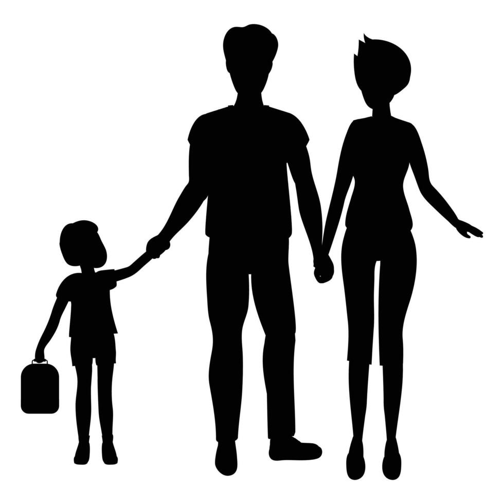 Silhouette of a Family Standing Together vector