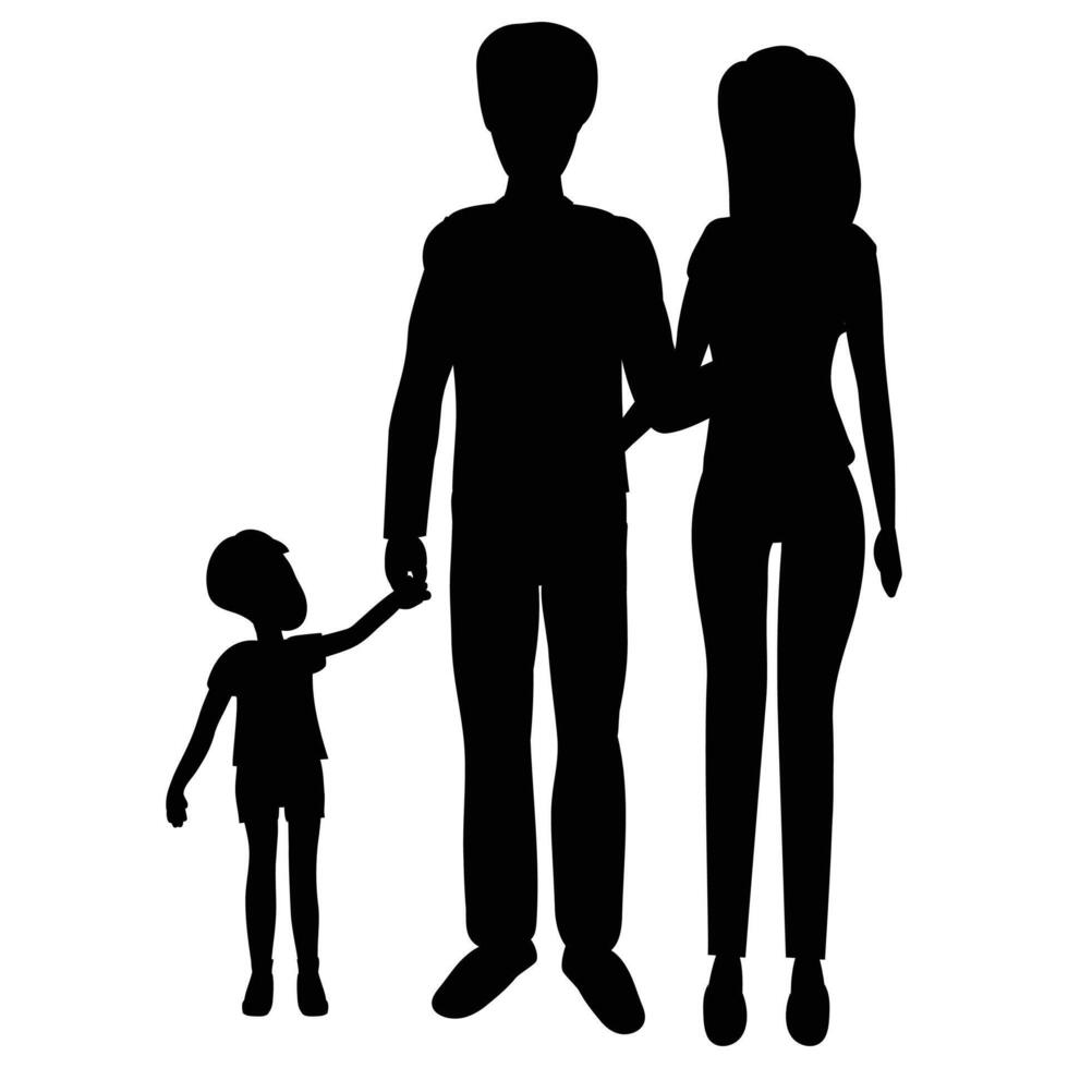 Silhouette of a Family Standing Together vector