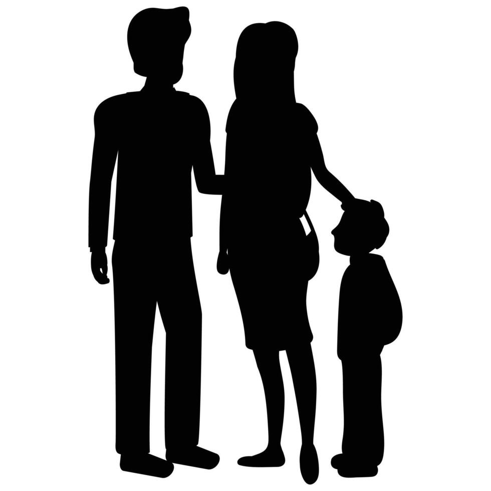 Silhouette of a Family Standing Together vector