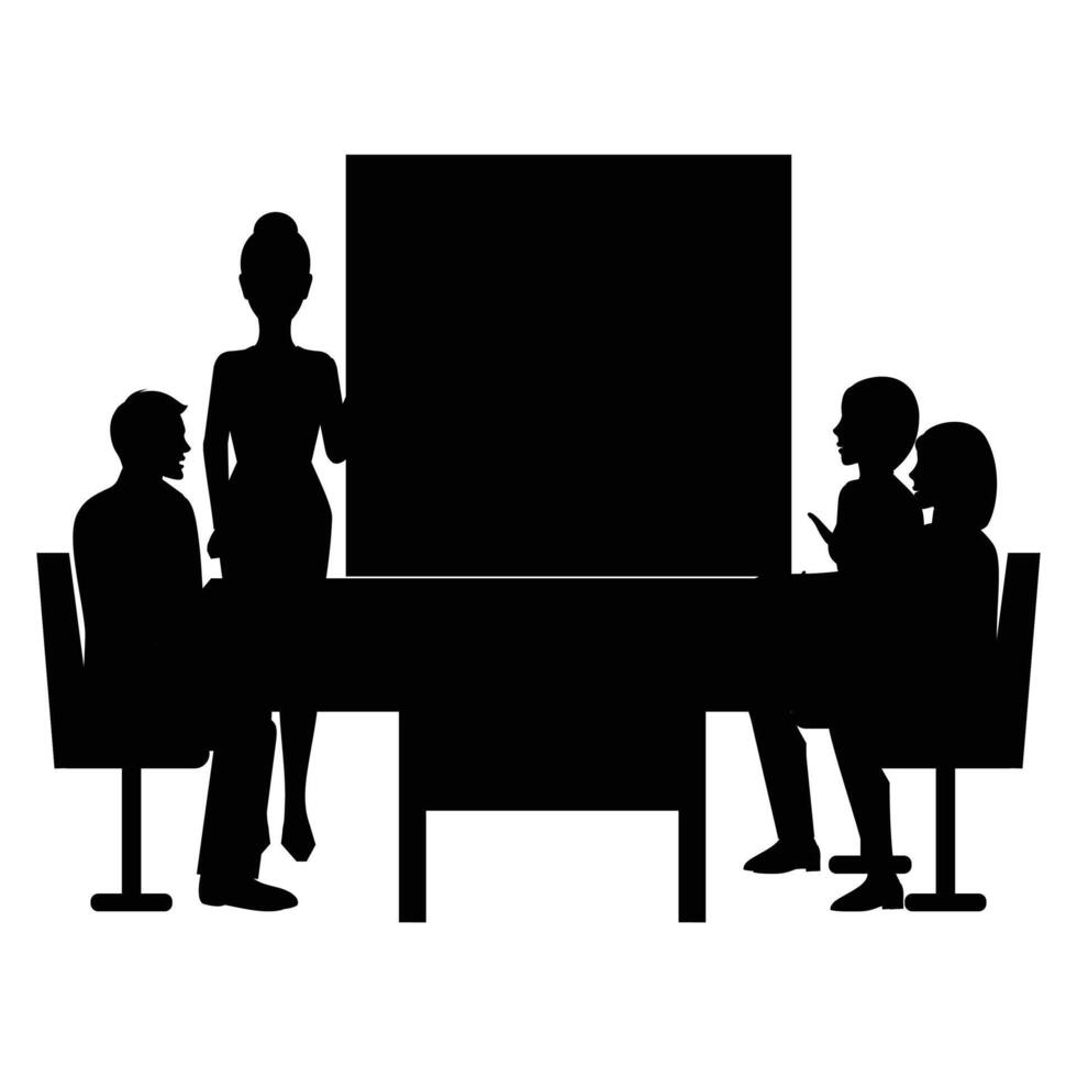 Business People Making Presentation, Coaching Silhouette vector