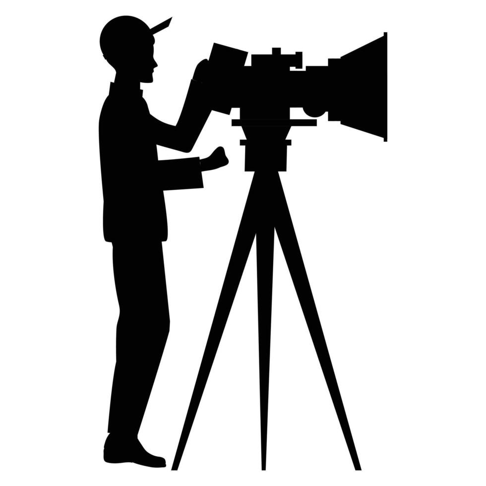 Cameraman with Camera, Silhouette vector