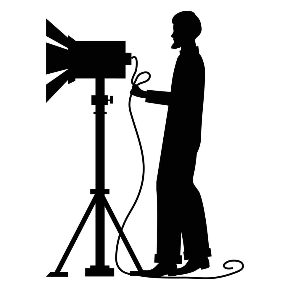 Cameraman with Camera, Silhouette vector