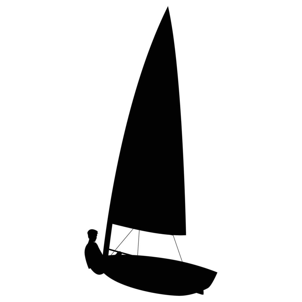 Windsurfing Silhouette Against Sunset Sky and Waves vector