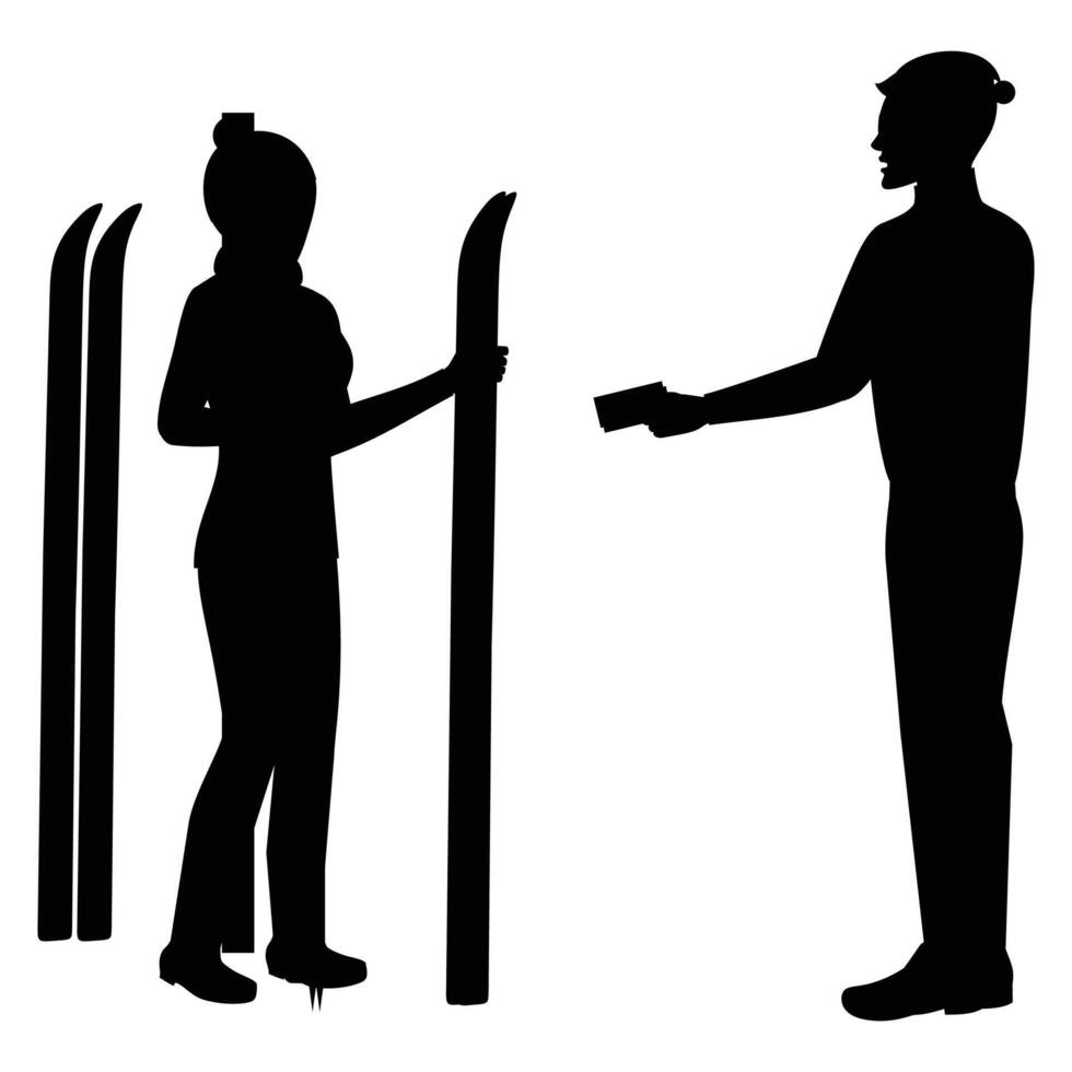Skier Silhouette in Winter Landscape - Snowy Adventure vector