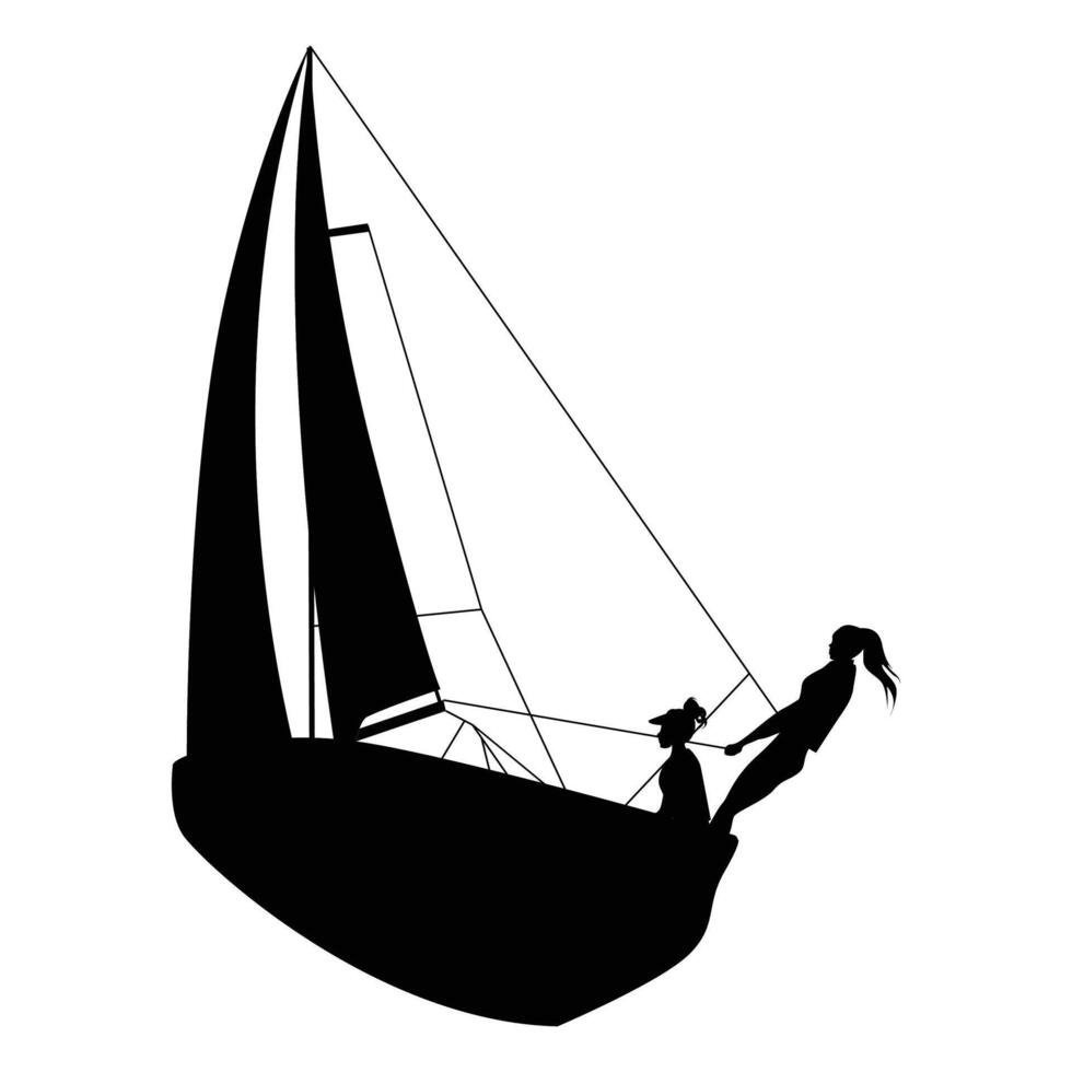 Windsurfing Silhouette Against Sunset Sky and Waves vector