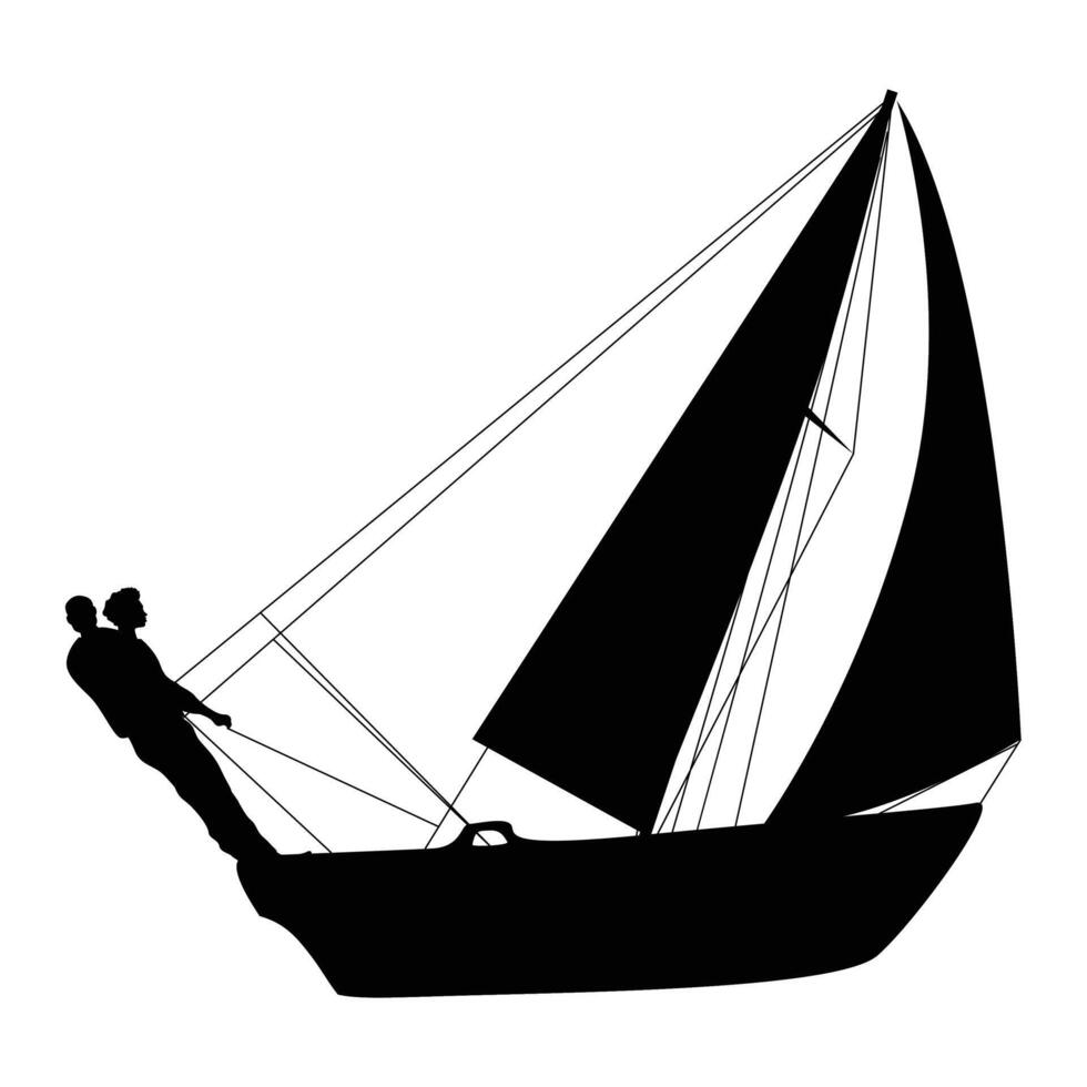 Windsurfing Silhouette Against Sunset Sky and Waves vector