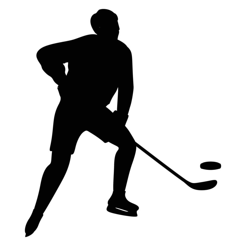 Hockey Players Silhouettes on Ice Winter Action Scene vector