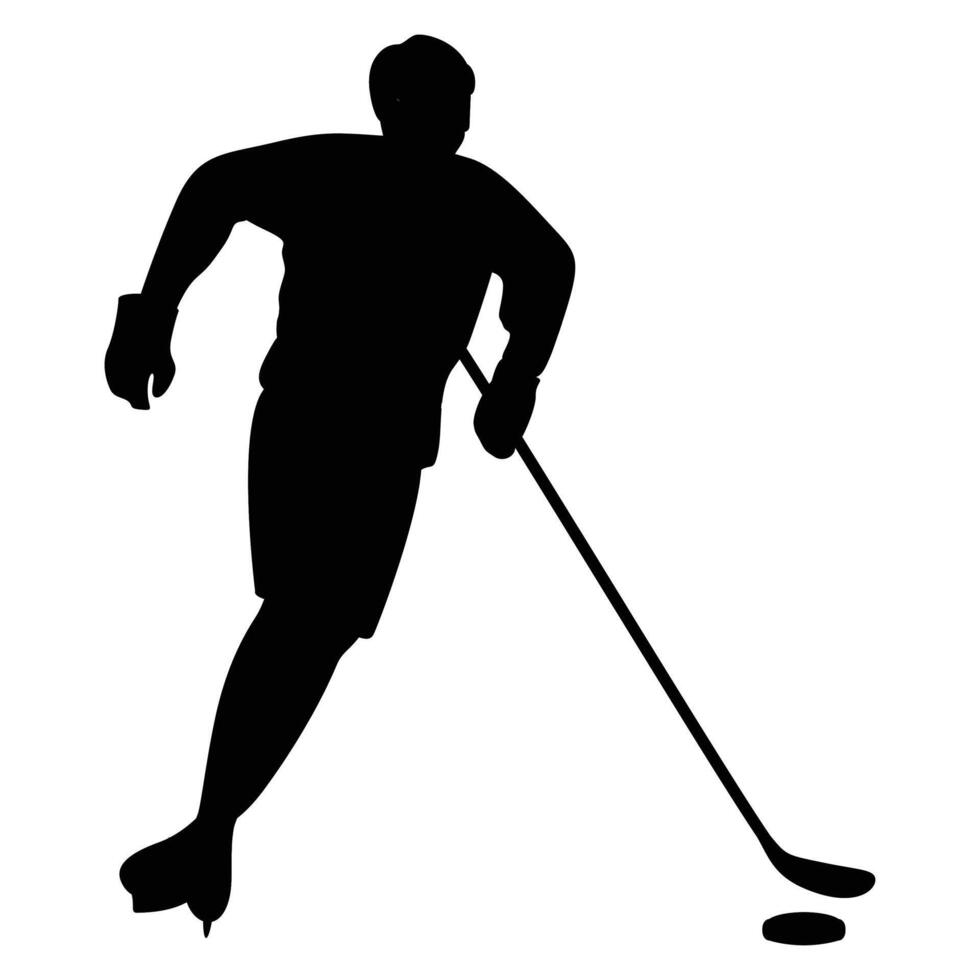 Hockey Players Silhouettes on Ice Winter Action Scene vector