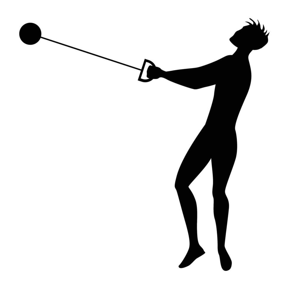 Hammer Throw Silhouette Athlete in Powerful Motion vector
