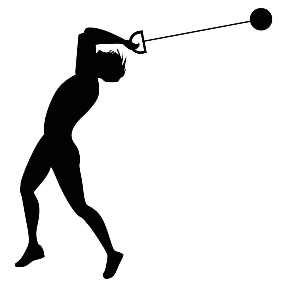 Hammer Throw Silhouette Athlete in Powerful Motion vector