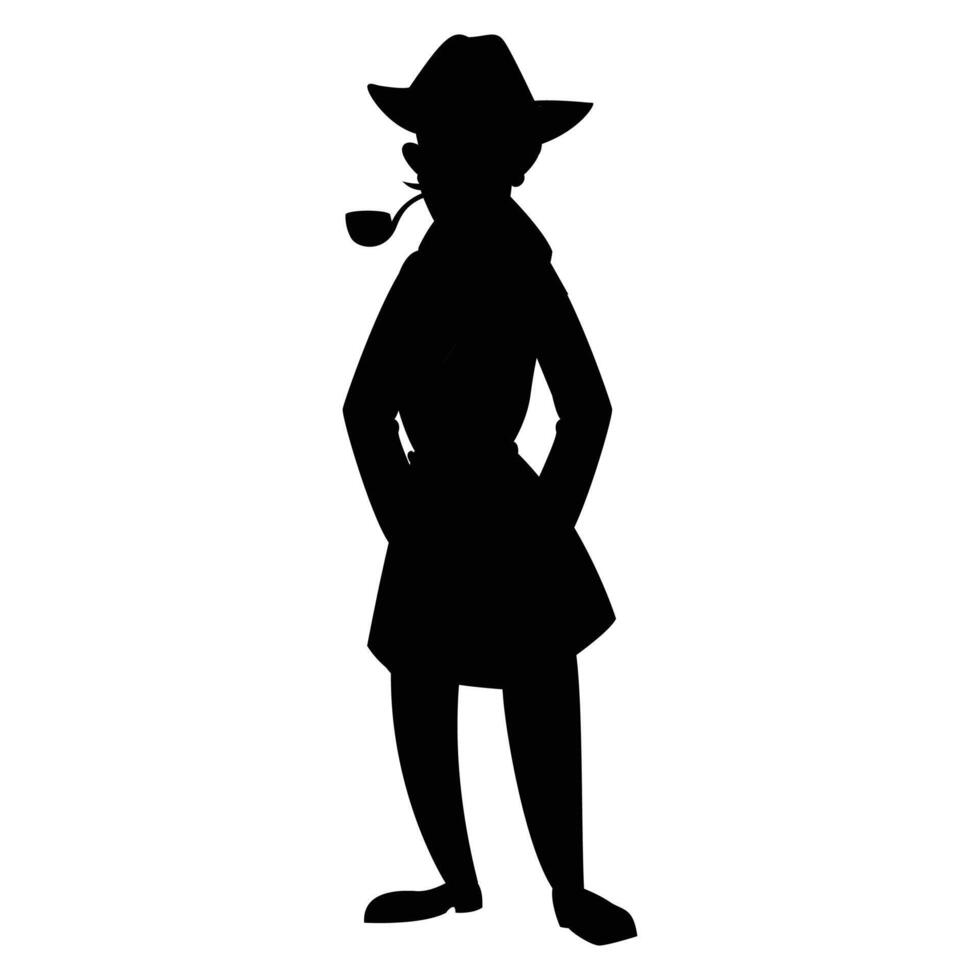 Detective Silhouette Mysterious Figure in Action vector