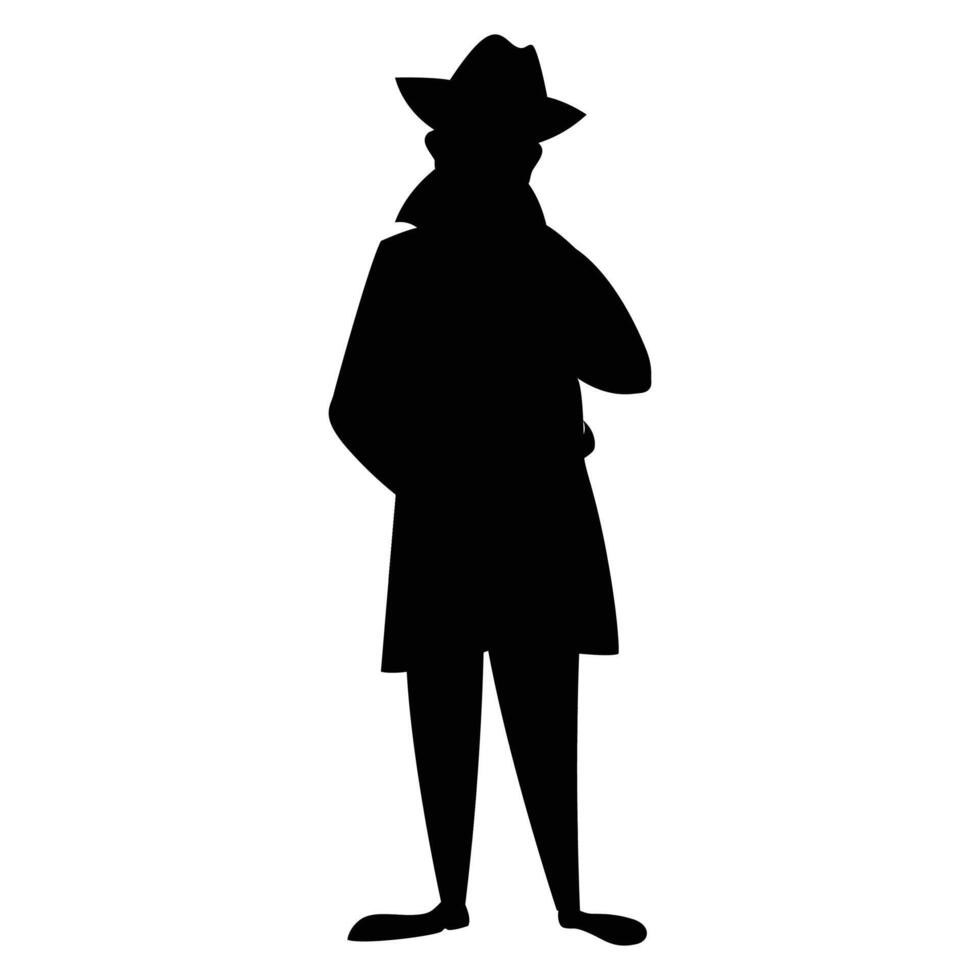 Detective Silhouette Mysterious Figure in Action vector