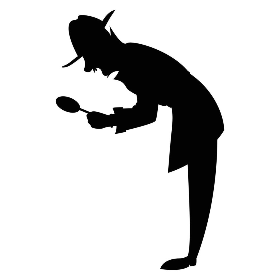 Detective Silhouette Mysterious Figure in Action vector