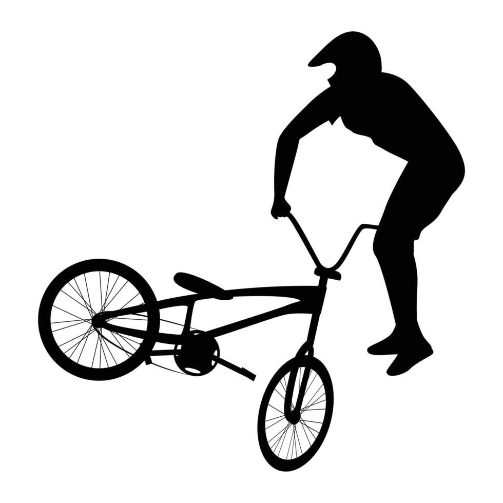 Bike Silhouette Cyclist in Motion Against Scenic View vector