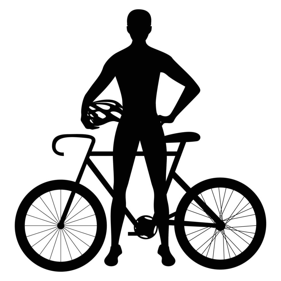 Bike Silhouette Cyclist in Motion Against Scenic View vector