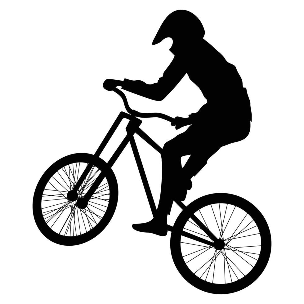 Bike Silhouette Cyclist in Motion Against Scenic View vector