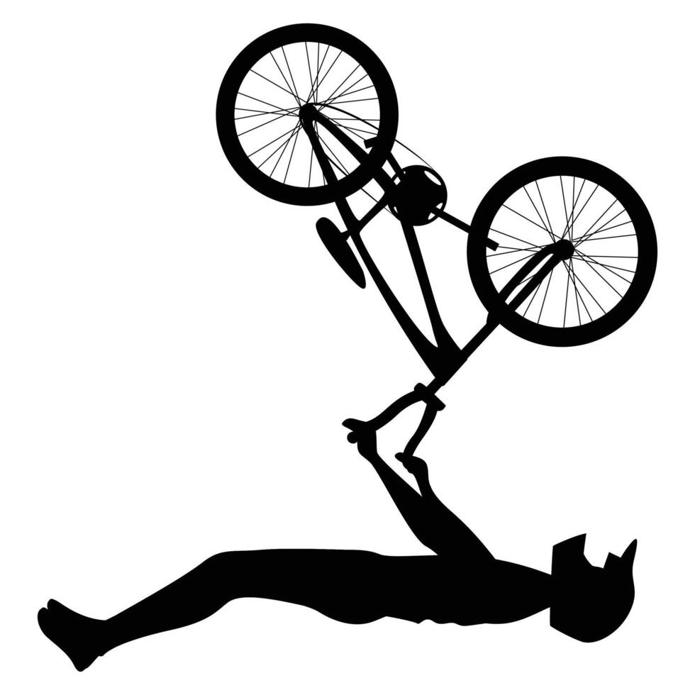 Bike Silhouette Cyclist in Motion Against Scenic View vector