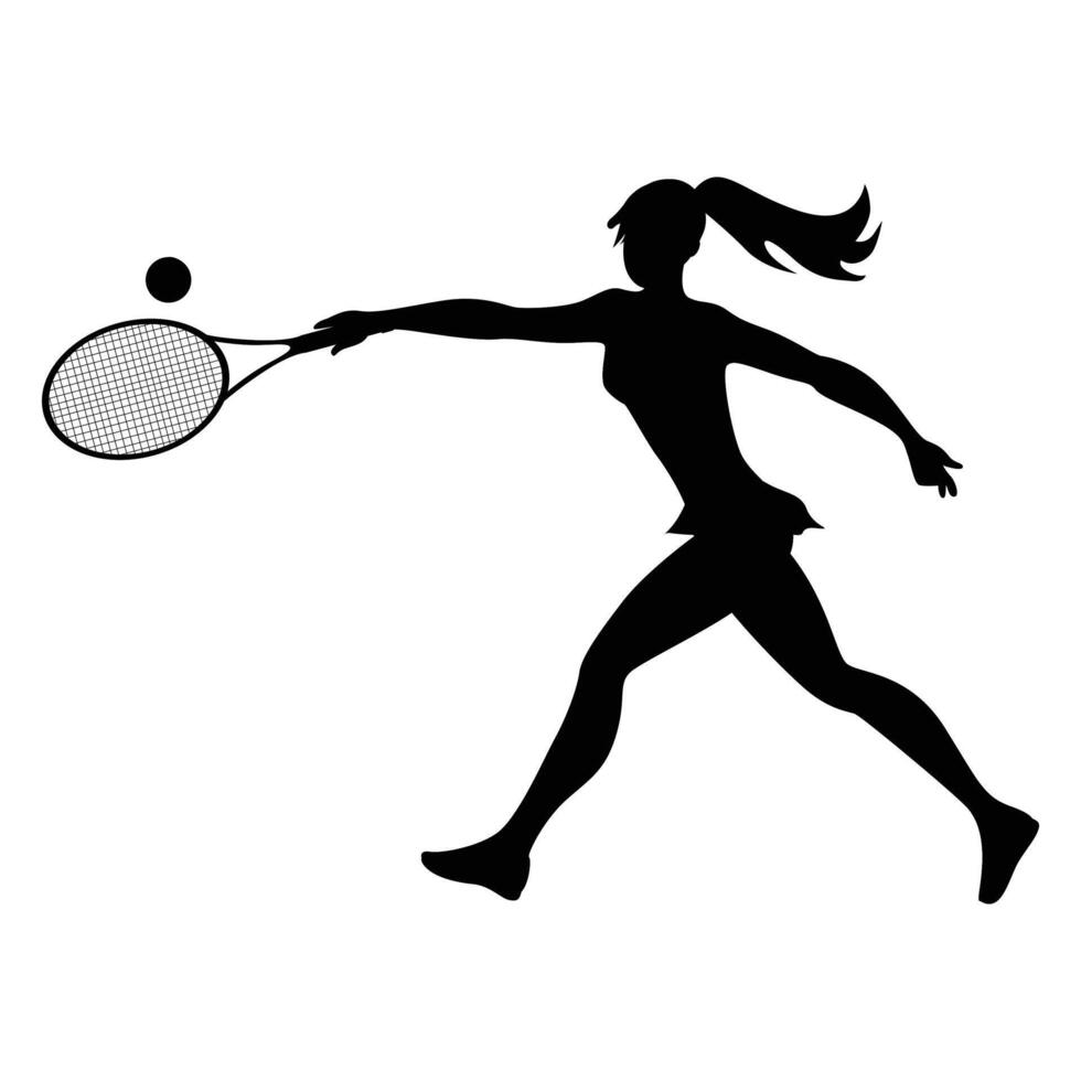 Women Tennis Player Silhouettes Dynamic Sports Action vector