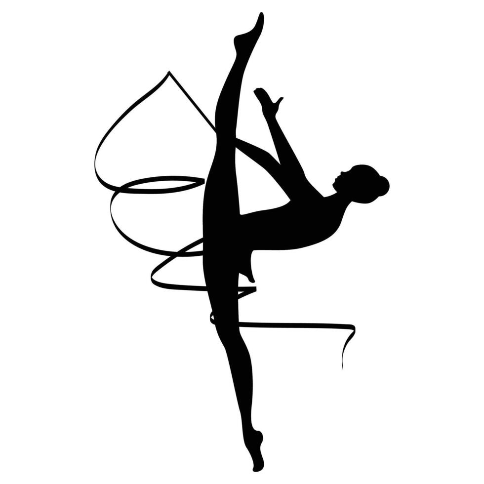 Rhythmic Gymnastics Silhouette Graceful Athlete Pose vector