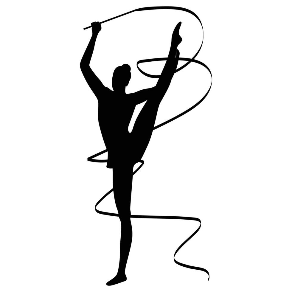 Rhythmic Gymnastics Silhouette Graceful Athlete Pose vector