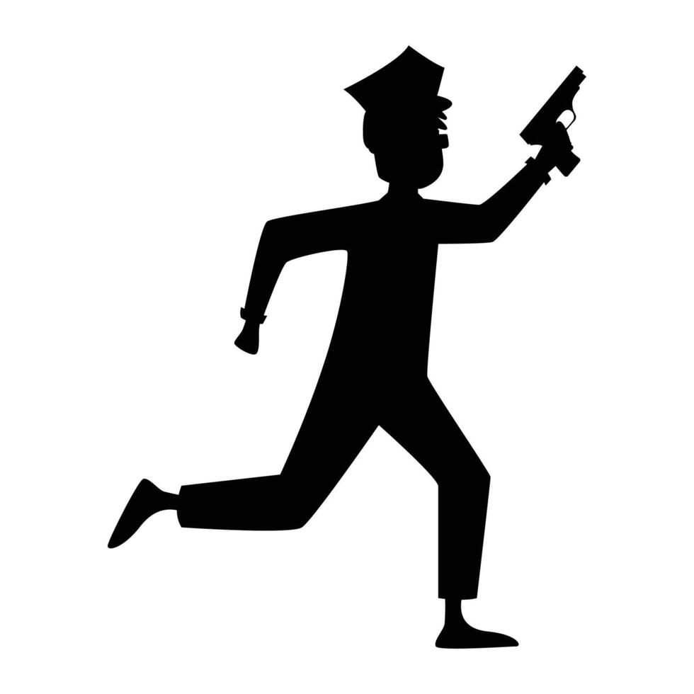 Policeman Officer Silhouette Standing Strong and Alert vector